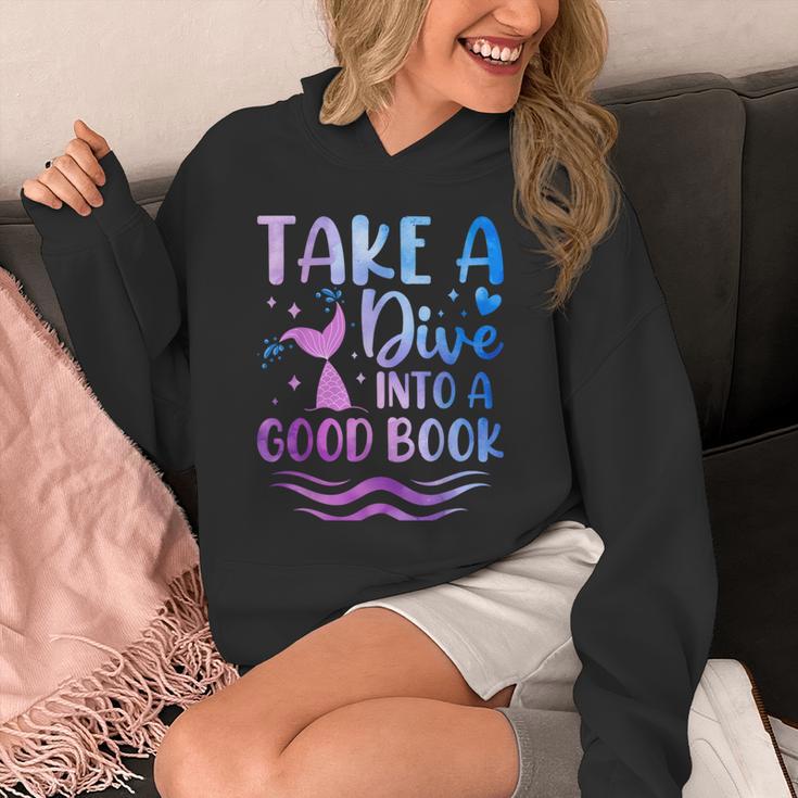 Cute Mermaid Librarian Teacher Dive Into A Good Book Reading Unisex Hoodie