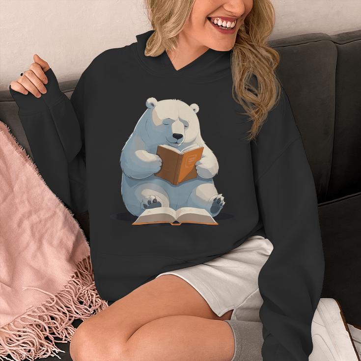 Cute Polar Bear Is Reading a Book Reading Polar Bear Unisex Hoodie