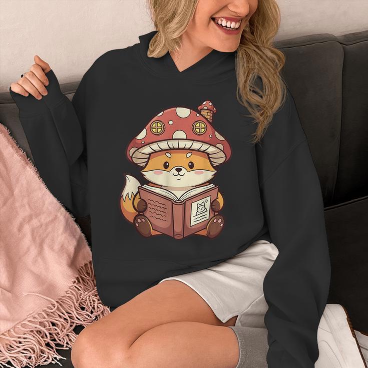 Cute Shiba Inu Mushroom Hat Reading Book Art Unisex Hoodie