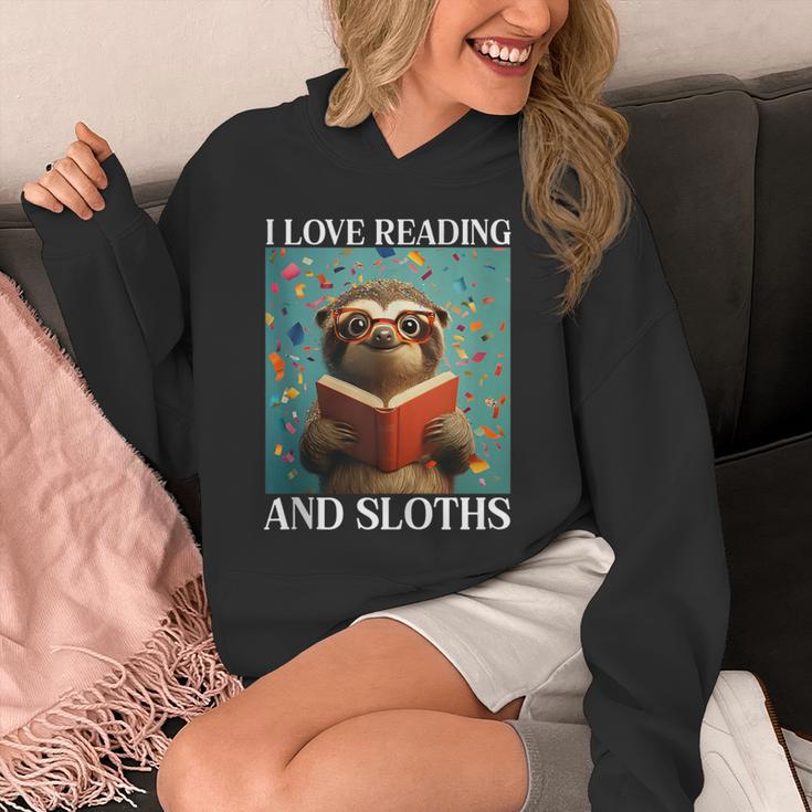 Cute Sloth Reading Book School Librarian Teacher Student Unisex Hoodie