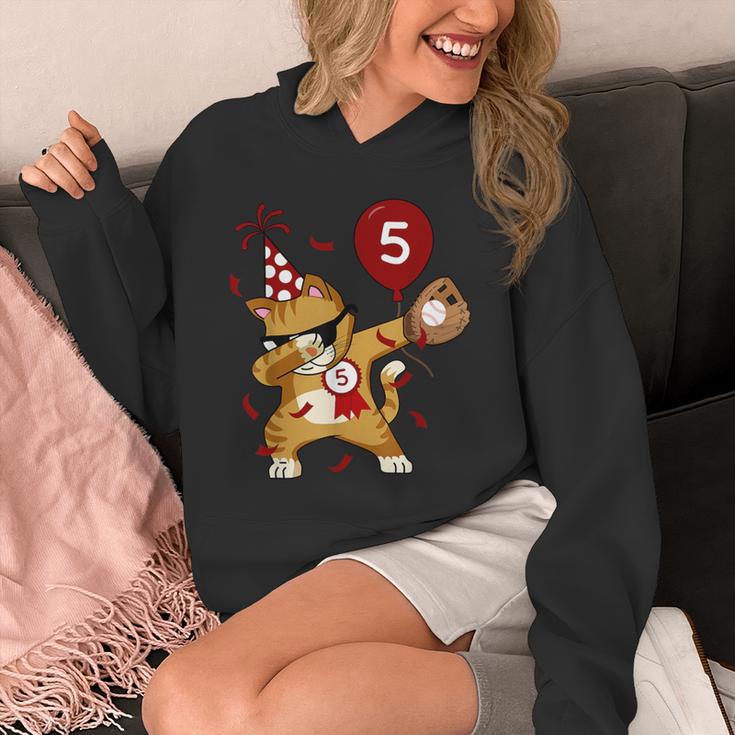 Dabbing Cool Cat Baseball 5th Birthday Unisex Hoodie
