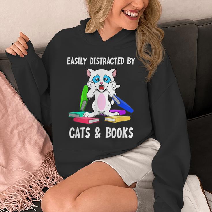 Distracted By Cats Coffee And Books Unisex Hoodie