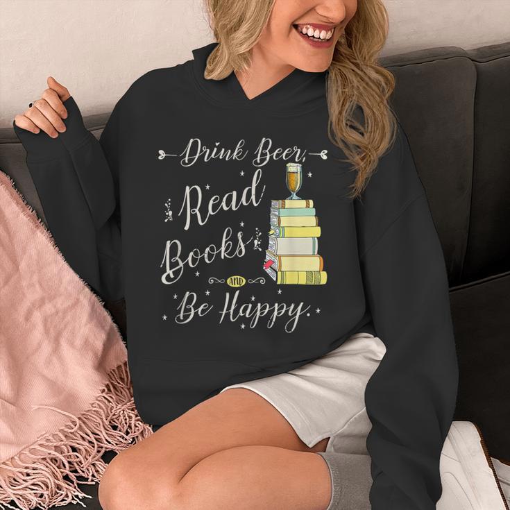 Drink Beer Read Books Be Happy Book For Readers Unisex Hoodie