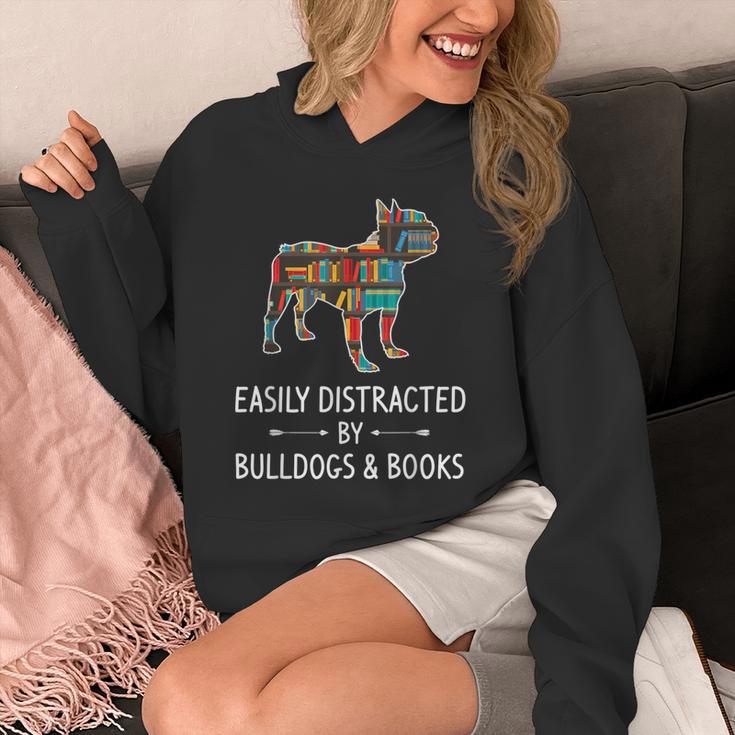 Easily Distracted By Bulldogs & Books Lover Pet Pup Unisex Hoodie