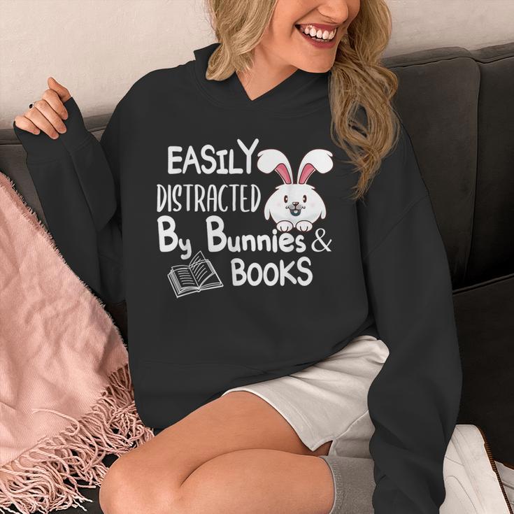 Easily Distracted By Bunnies And Books Unisex Hoodie