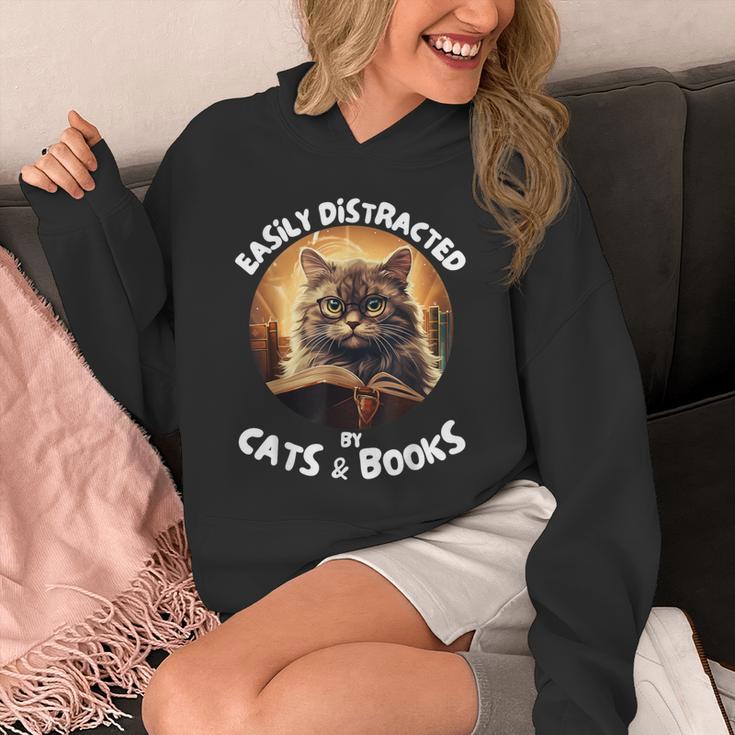 Easily Distracted By Cats And Books Librarians Bibliophiles Unisex Hoodie Easily Distracted By Cats And Books Librarians Bibliophiles Unisex Hoodie