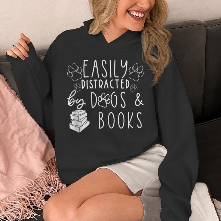 Easily Distracted By Dogs & Books Lover Reading Unisex Hoodie