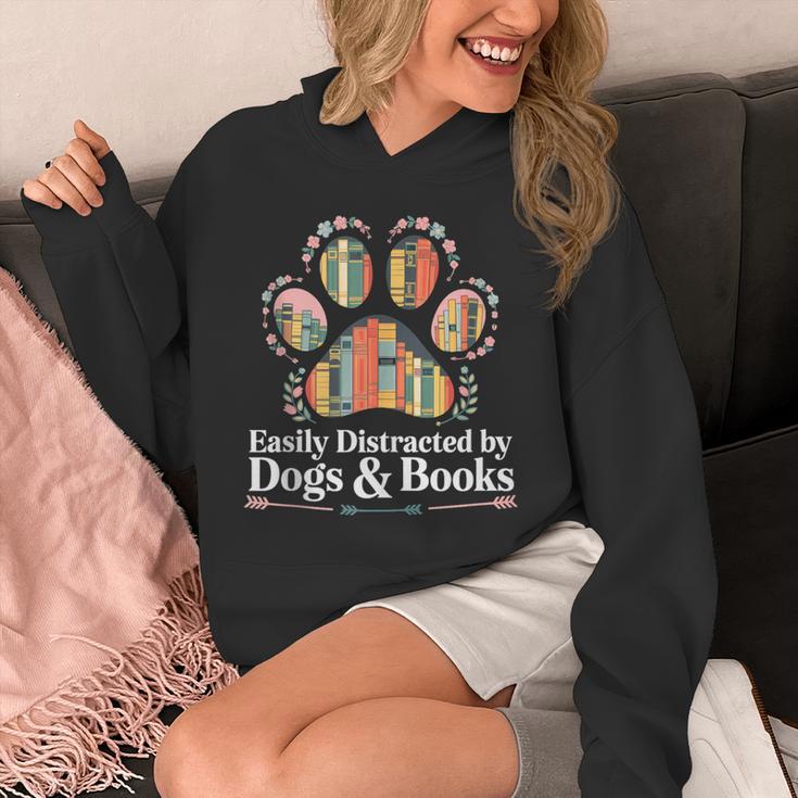 Easily Distracted By Dogs And Books Reading Unisex Hoodie