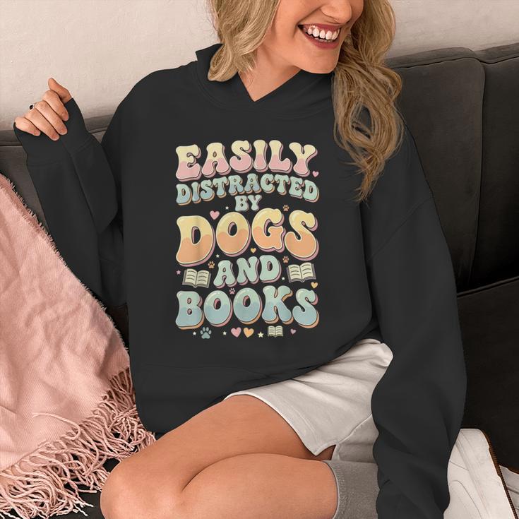 Easily Distracted By Dogs And Books Teacher Dog Mom Unisex Hoodie
