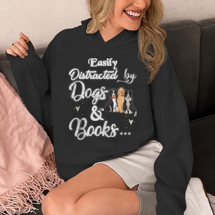 Easily Distracted By Dogs And Books Tee Unisex Hoodie