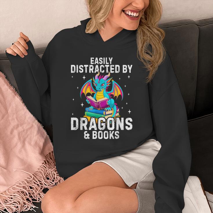 Easily Distracted By Dragons & Books Bookworm Library Unisex Hoodie