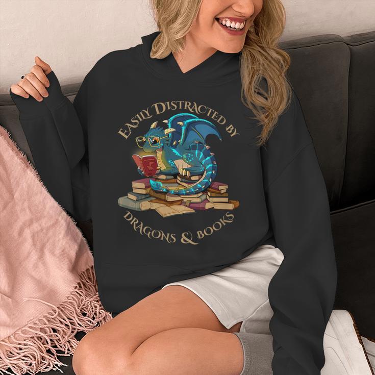 Easily Distracted By Dragons And Books Nerd Dragon Unisex Hoodie