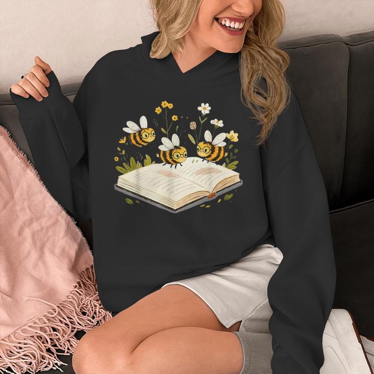 Floral Bumble Bee Reading Book Wildflower Bookish Librarian Unisex Hoodie