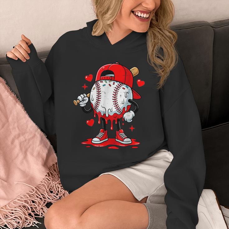 Game Day Baseball Drip Valentine Hearts Sport Lover Unisex Hoodie