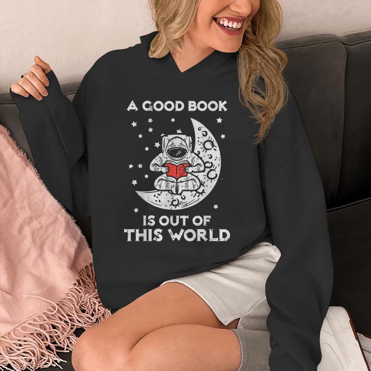 Good Book Is Out Of This World Astronaut Moon Space Bookworm Unisex Hoodie
