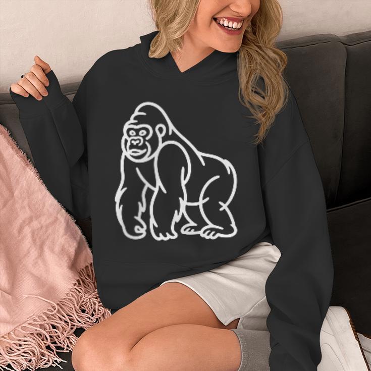 Gorilla ミニマリスト バッジ パッチライン アート 動物 パーカー