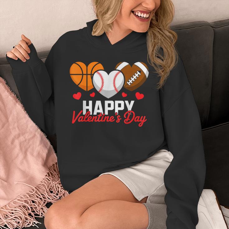 Happy Valentine’s Day Basketball Football Baseball Hearts Unisex Hoodie