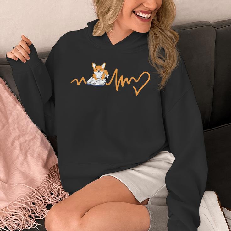Heartbeat Corgi Reading Book Unisex Hoodie Heartbeat Corgi Reading Book Unisex Hoodie