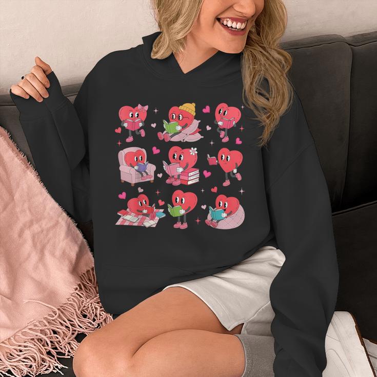 Hearts Reading Book Lovers All Booked For Valentine Unisex Hoodie