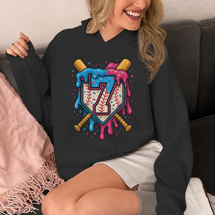 HUGvyn 7th Birthday Baseball Ice Cream Drip Number 7 Kid Boy Unisex Hoodie HUGvyn 7th Birthday Baseball Ice Cream Drip Number 7 Kid Boy Unisex Hoodie