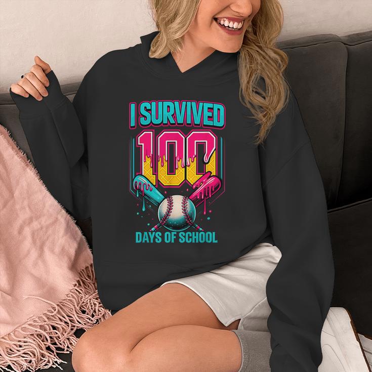 HUGvyn I Survived 100 Days Baseball Teacher Ice Cream Drip Unisex Hoodie HUGvyn I Survived 100 Days Baseball Teacher Ice Cream Drip Unisex Hoodie