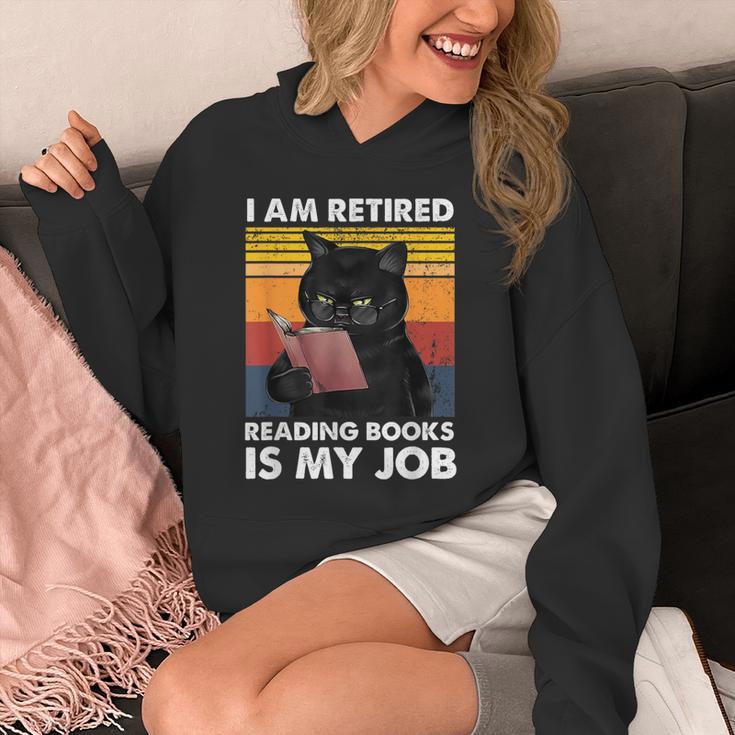 I'm Retired Reading Books Is My Job Cat Reader Unisex Hoodie