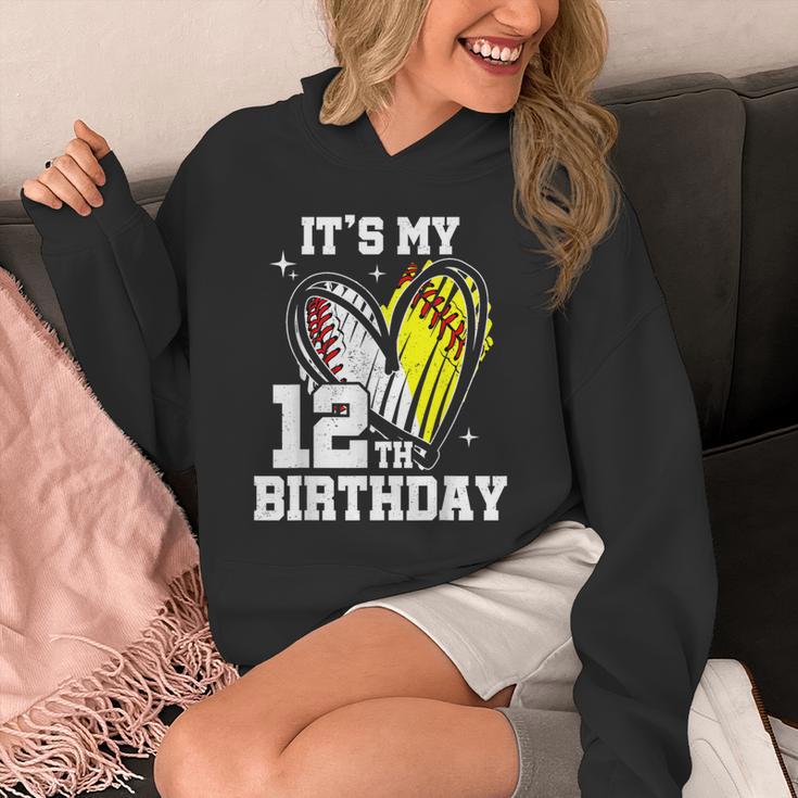 It's My 12th Birthday Baseball Softball Heart 12 Year Old Unisex Hoodie It's My 12th Birthday Baseball Softball Heart 12 Year Old Unisex Hoodie