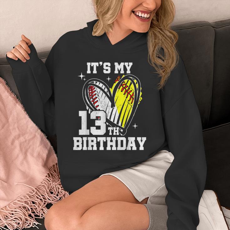 It's My 13th Birthday Baseball Softball Heart 13 Year Old Unisex Hoodie It's My 13th Birthday Baseball Softball Heart 13 Year Old Unisex Hoodie