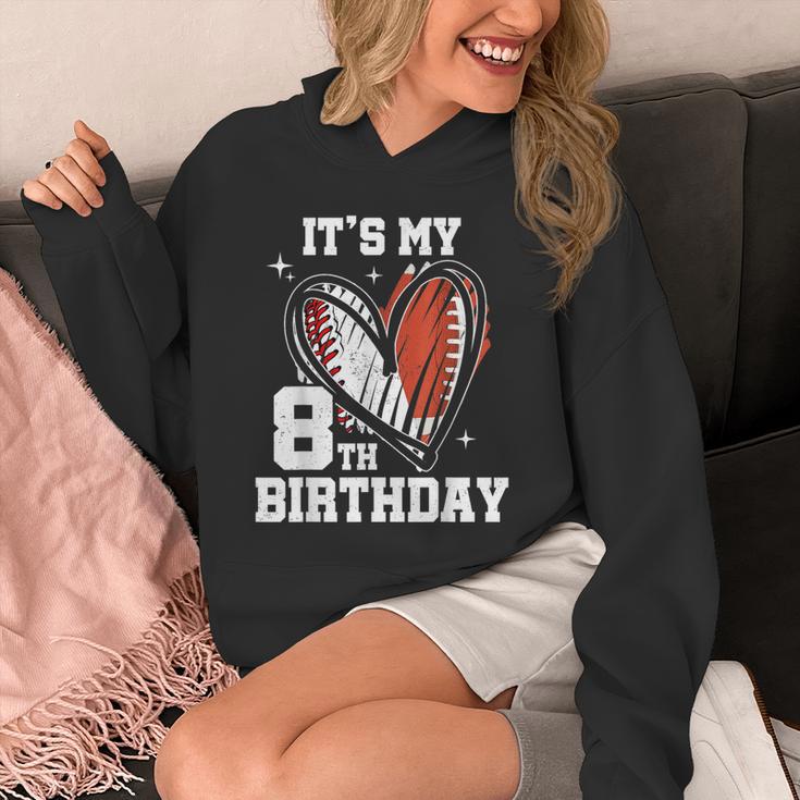 It's My 8th Birthday Baseball Football Heart 8 Year Old Unisex Hoodie
