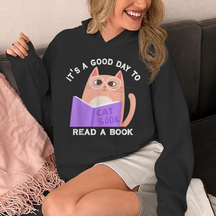 It's a Good Day To Read a Book Cat Kitty Reading Book Men Women Kids Unisex Hoodie