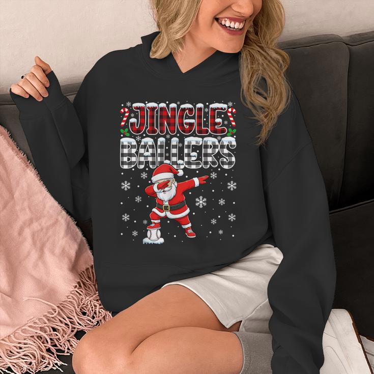 Jingle Ballers Plaid Santa Dabbing Baseball Christmas Unisex Hoodie Jingle Ballers Plaid Santa Dabbing Baseball Christmas Unisex Hoodie