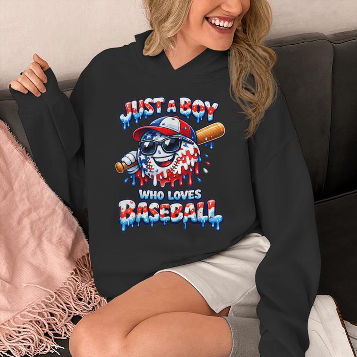 Just A Boy Who Loves Baseball Patriotic Drip For Youth Boys Unisex Hoodie