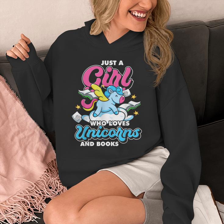 Just A Girl Who Loves Unicorns And Books Animal Reading Unisex Hoodie