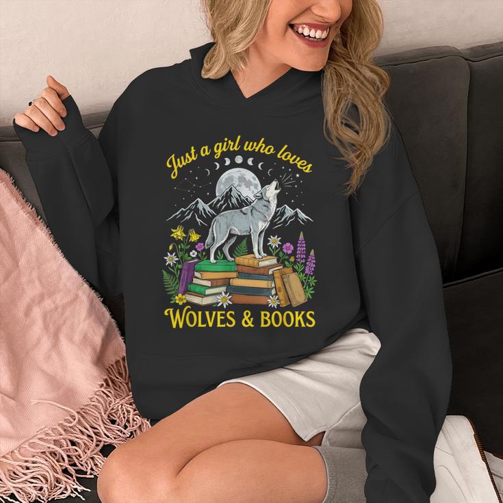 Just A Girl Who Loves Wolves And Books Howling Wolf Moon Unisex Hoodie