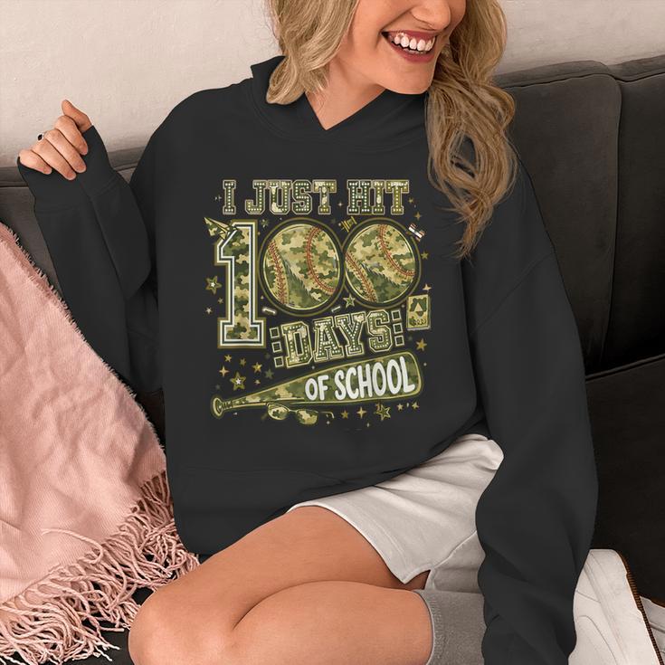 I Just Hit 100 Days Of School Camouflage Baseball Unisex Hoodie