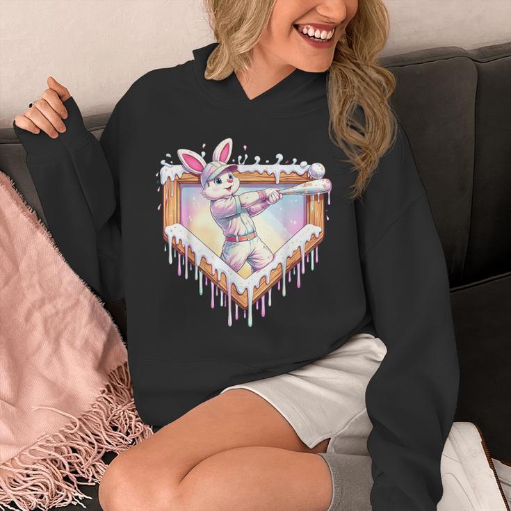 Kids Happy Easter Bunny Playing Baseball Boy Ice Cream Drip Unisex Hoodie