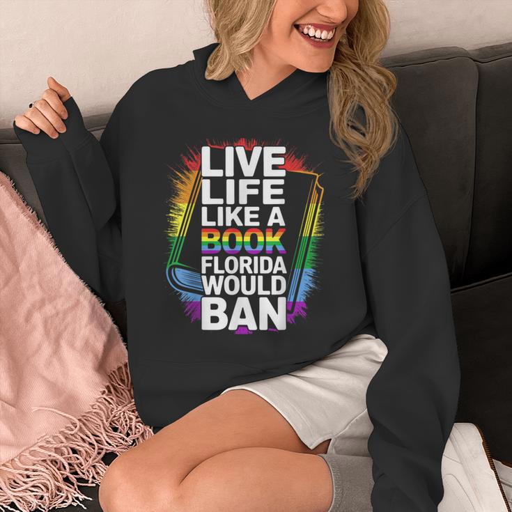 LGBTQ Quote Live Life Like A Banned Rainbow Book Unisex Hoodie LGBTQ Quote Live Life Like A Banned Rainbow Book Unisex Hoodie