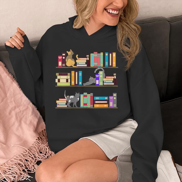 Library Cats Kittens Reader Book Lovers Pet Shelf Unisex Hoodie