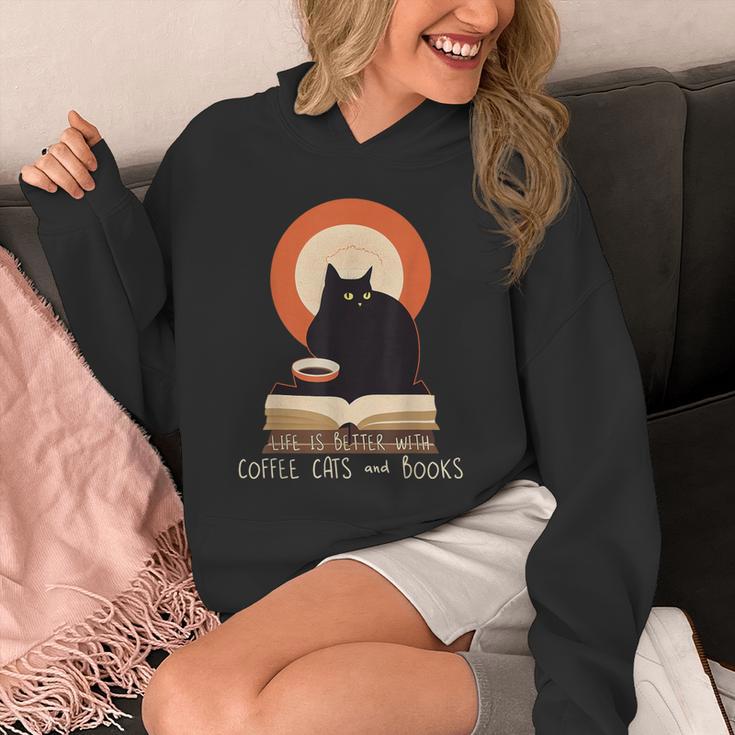 Life Is Better With Coffee Cats And Books Cat Lover Men Women Unisex Hoodie Life Is Better With Coffee Cats And Books Cat Lover Men Women Unisex Hoodie