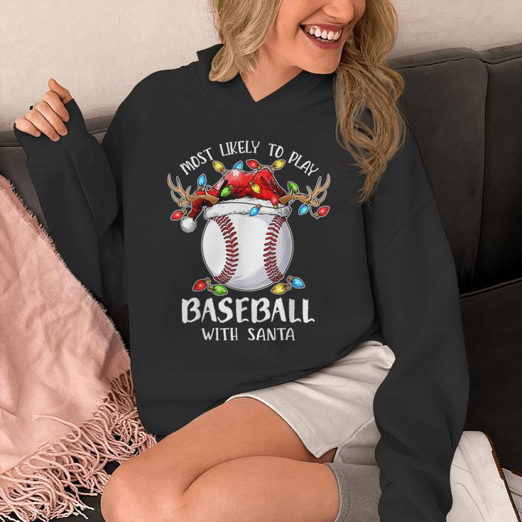 Most Likely To Play Baseball With Santa Christmas Xmas Unisex Hoodie
