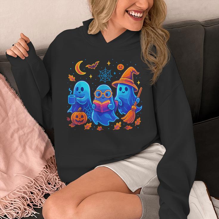 Little Ghost Coffee Tee Spooky Season Ghost Reading Book Unisex Hoodie