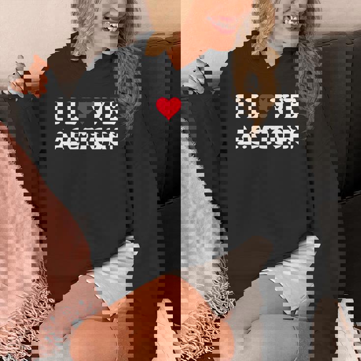 I Love Acton マッチング ガールフレンド&ボーイフレンド アクトン名 長袖tシャツ パーカー