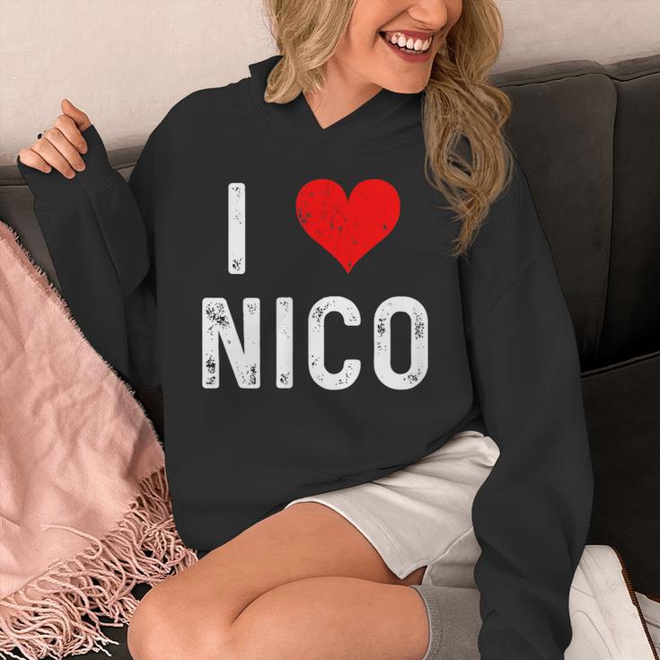 I Love Nico ハート アンティーク調 パーカー