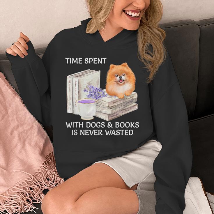 Love Reading Books And Pomeranian Dog Watercolor Art Unisex Hoodie Love Reading Books And Pomeranian Dog Watercolor Art Unisex Hoodie
