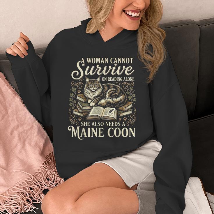 Maine Coon Mom Book Lover Reading Cat Bookworm Unisex Hoodie