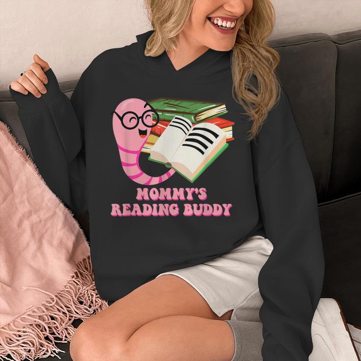 Mommys Reading Buddy Bookworm Humor Book Lover Mom Unisex Hoodie