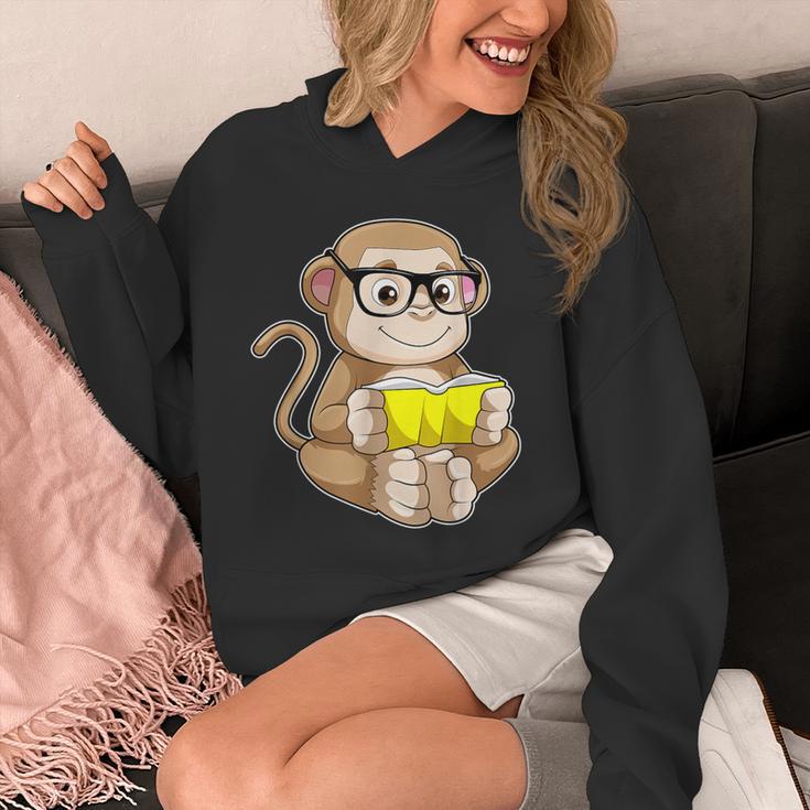 Monkey Nerd Book Glasses Unisex Hoodie