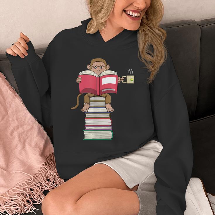 Monkey Reading Books And Drinking Tea Unisex Hoodie Monkey Reading Books And Drinking Tea Unisex Hoodie