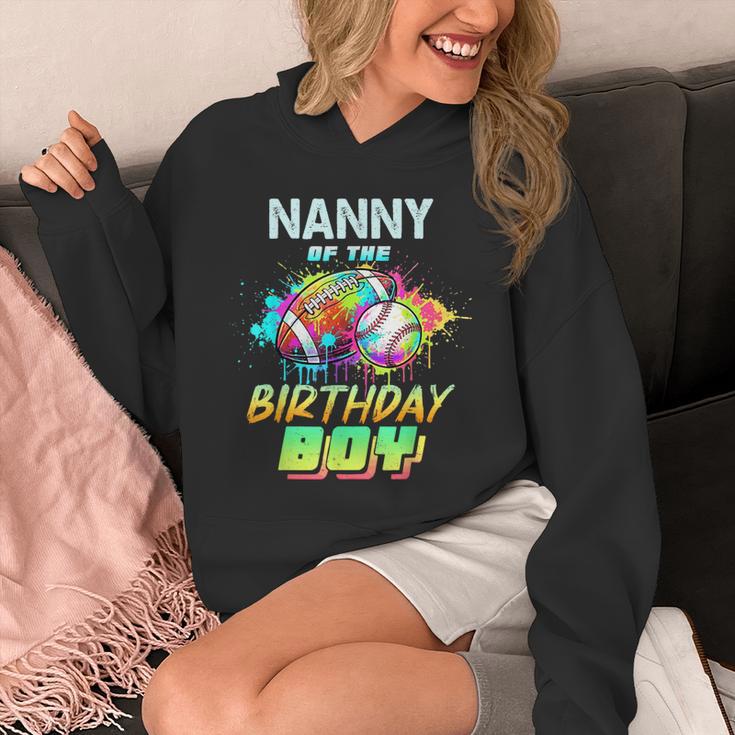 Nanny Of The Birthday Boy Baseball Football Colorful Unisex Hoodie Nanny Of The Birthday Boy Baseball Football Colorful Unisex Hoodie