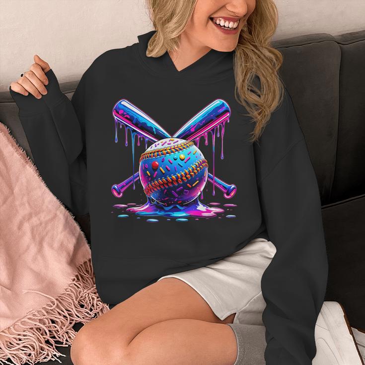Neon Dripping Baseball And Bats Colorful Sports Art Unisex Hoodie Neon Dripping Baseball And Bats Colorful Sports Art Unisex Hoodie